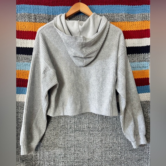 Forever 21 Light Gray Ribbed Hoodie Sweater - Picture 6 of 12